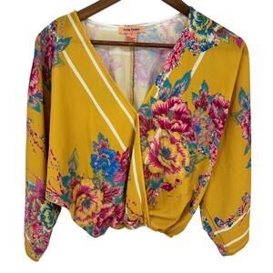 Anthropologie Flying Tomato Womens Blouse Size Small Cropped Floral Cottage Boho